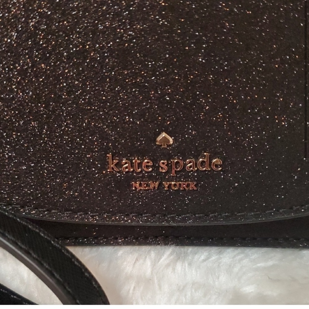 KATE SPADE NWT Joeley Multifunction Wristlet Wallet Black Sparkle Leather IN BOX - Picture 3 of 15